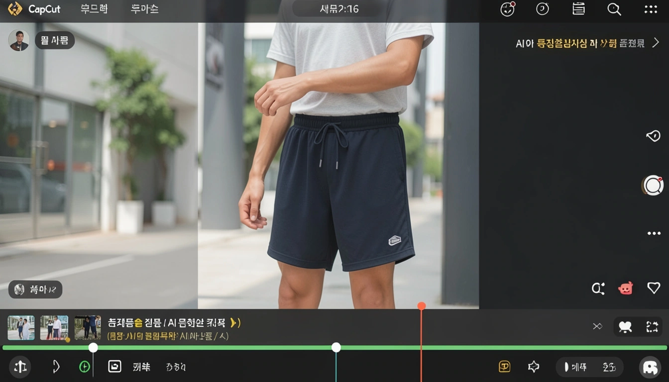 컷 편집 무료 프로그램 초보자가 휴대폰 CapCut으로 세로 숏츠 편집하는 장면이다