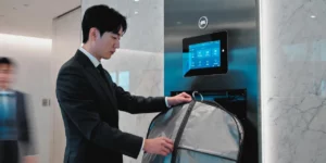 워드프레스 수익형 블로그 4050 직장인이 퇴근 후 책상에서 블로그 글 작성하고 있다