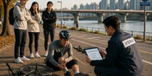 자전거 전용 보험 한강 자전거 사고 보상 장면이다