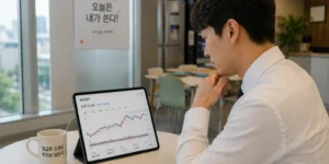 코스피 분할매수 월급날 코스피 차트 보는 직장인 아이패드로 휴게실